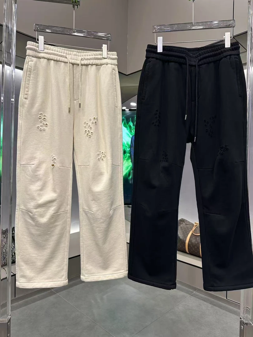 Y080580春夏季 重磅毛圈棉 手花磨破轻奢【卫裤】