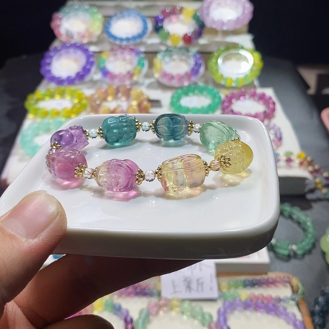 未镶嵌萤石手链彩虹渐变貔貅12mm