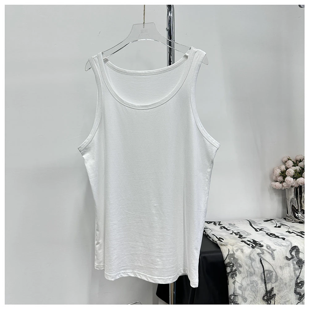 B173夏季新款白色男士休闲圆领背心