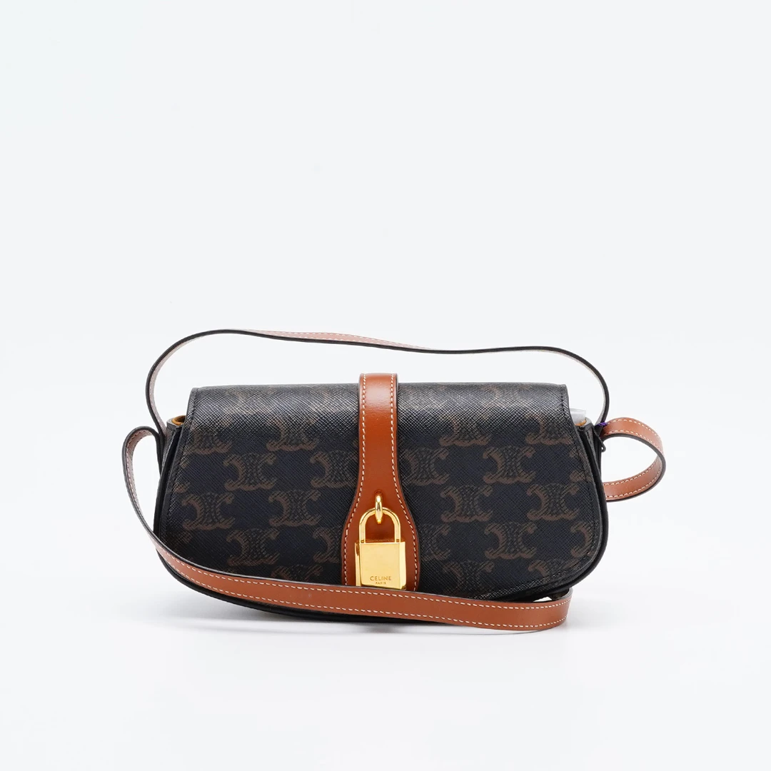 99新 Celine/思琳 【白菜】棕老花 PVC mini 单肩包/BGK802570001