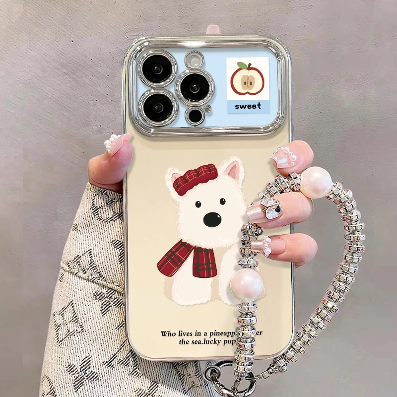 西高地狗适用苹果vivo华为oppo小米iPhone16电镀大视窗手机壳