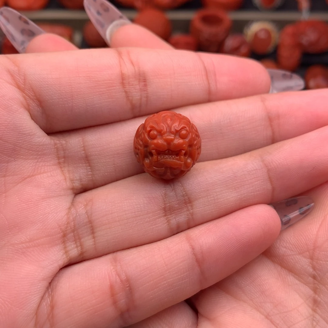 南红玛瑙未镶嵌精工雕刻貔貅珠15+艺**悦