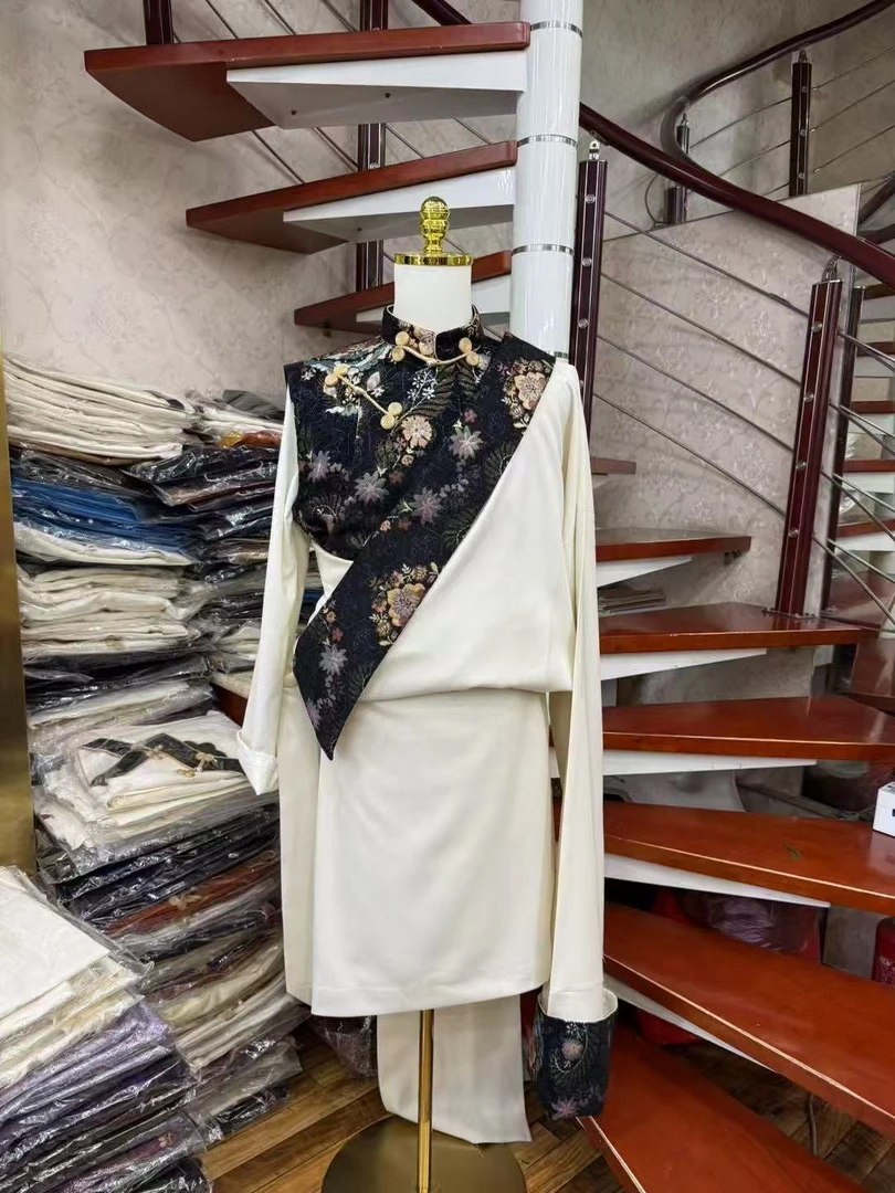 藏袍练功服印花百搭上衣藏服套装外套网红服装