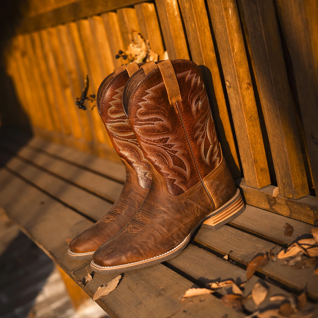 PALITUTU西部牛仔靴男士骑士靴棕色耶那皮马靴户外方头西部靴