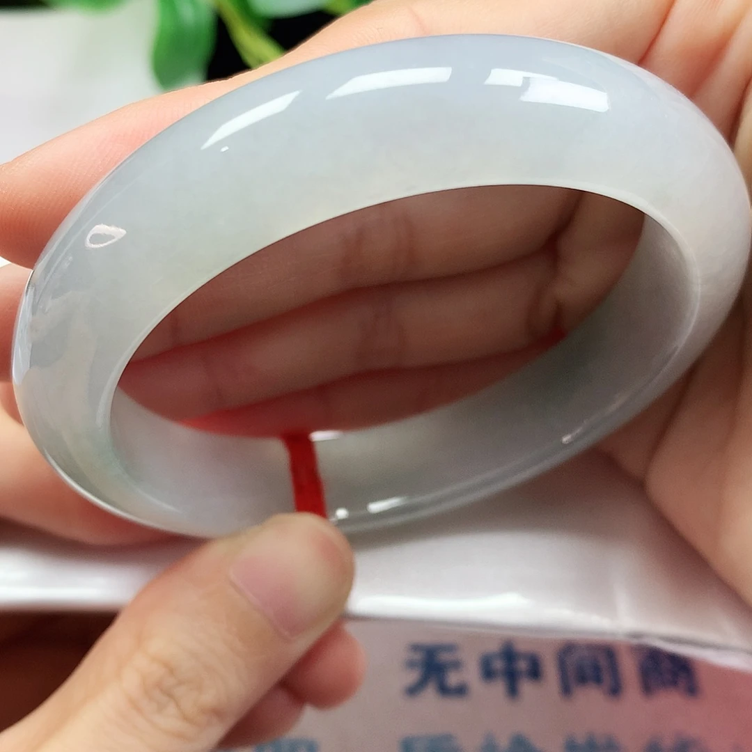 未镶嵌手镯翡翠56.8圈口白月光710