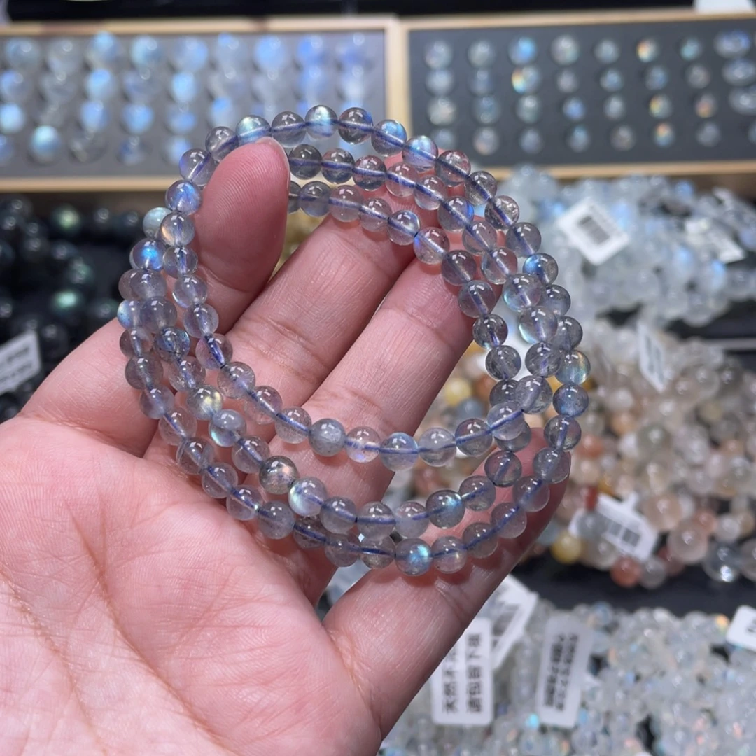手链未镶嵌长石灰月光手链多圈5mm+捡漏价