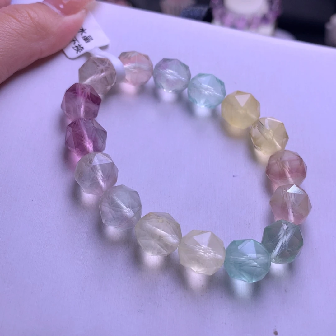 手链未镶嵌水晶萤石切面11mm