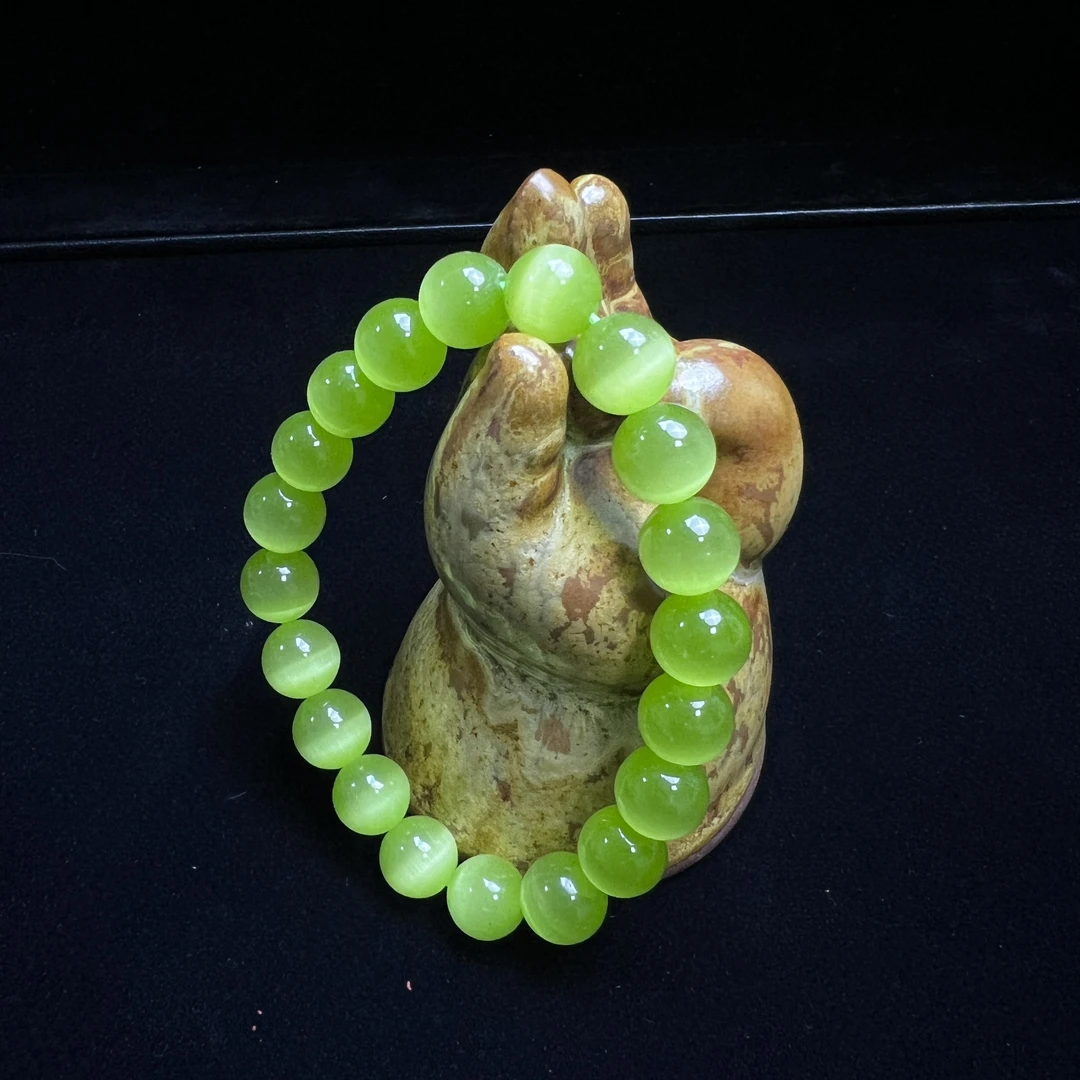 时尚翠绿精美猫眼质感男女手串A0575(无礼盒)