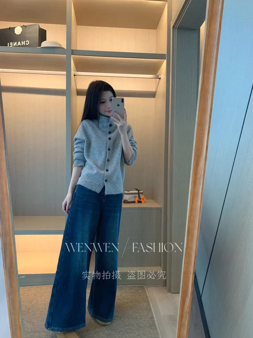 WEN 25新款加绒复古百搭高腰宽松阔腿牛仔裤WWK0440