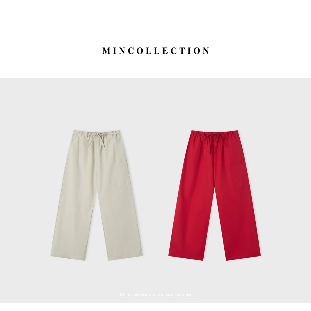 DE Mincollection支棱裤/高支精棉冲锋松紧腰九分直筒休闲裤52504