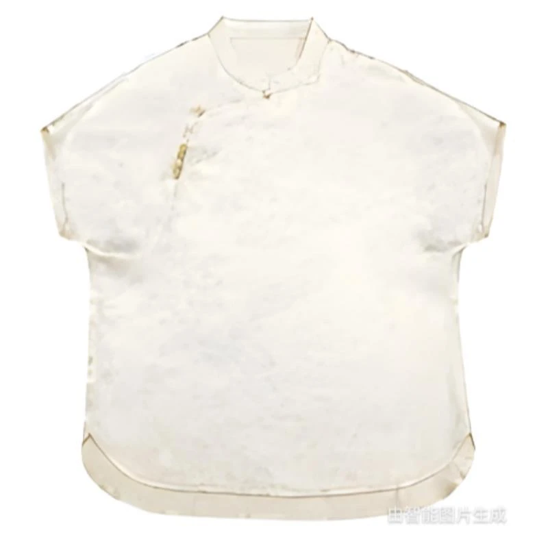 九七-【栀子花开】夏季气质百搭提花立领短袖T恤2024B8294