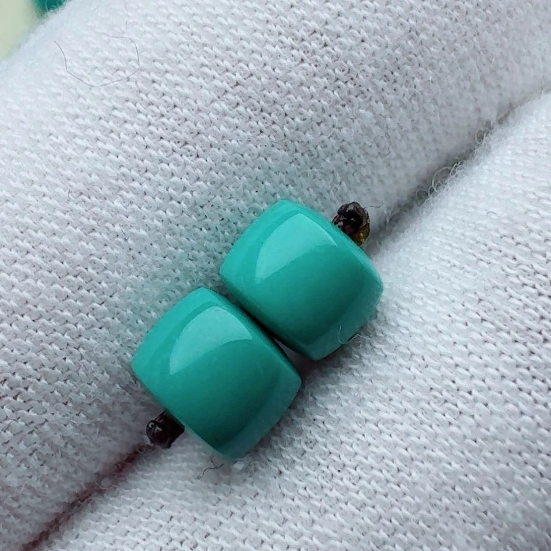 绿松石未镶嵌直切对珠6