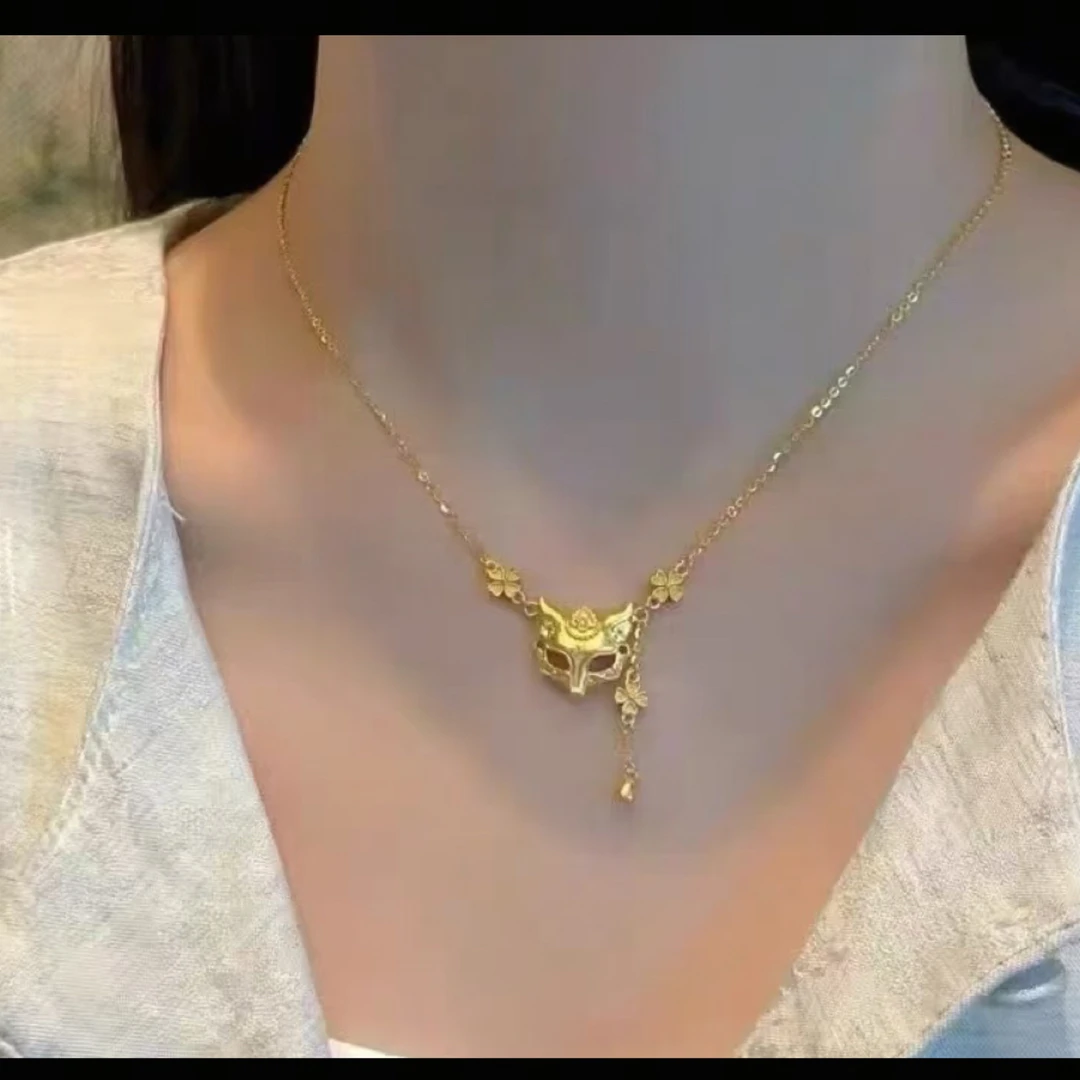 吊坠足银 彩银狐狸项链