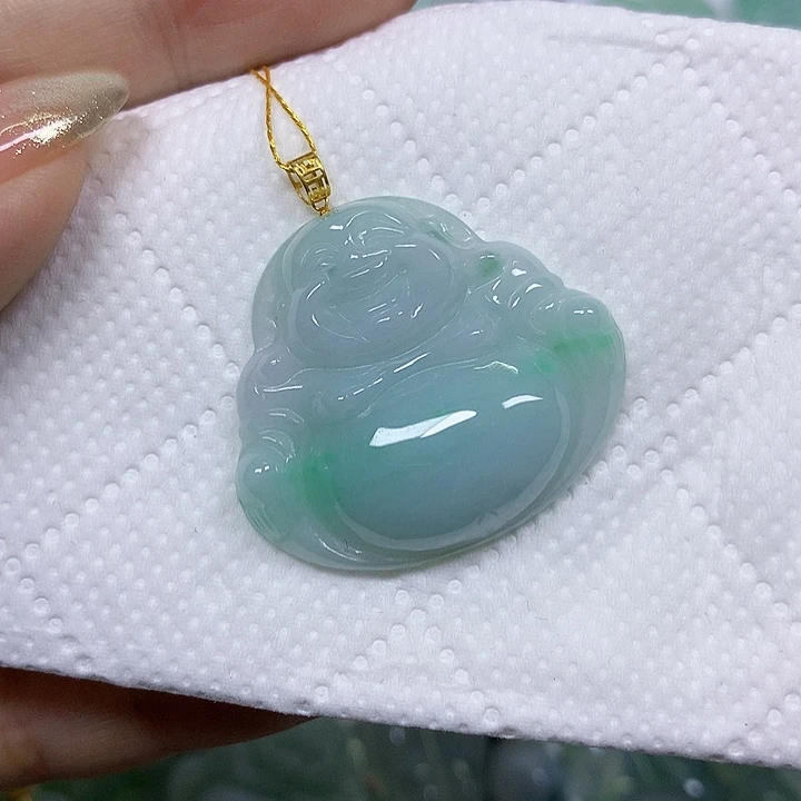 翡翠18K金镶嵌颈饰挂件