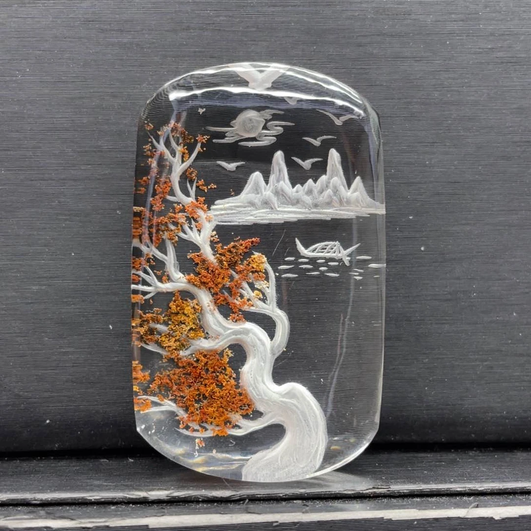 水晶吊坠未镶嵌山水发财树