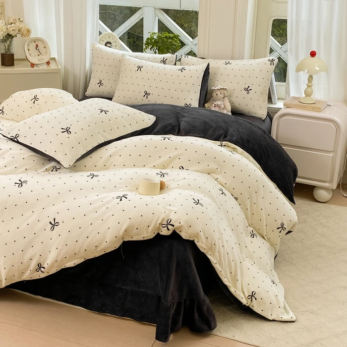 2025新款加厚保暖牛奶绒四件套床上用品秋冬季保暖学生宿舍三件套