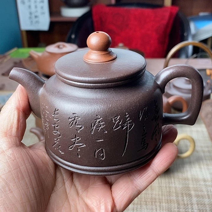 清***酒紫砂茶壶黄龙山原矿紫泥料