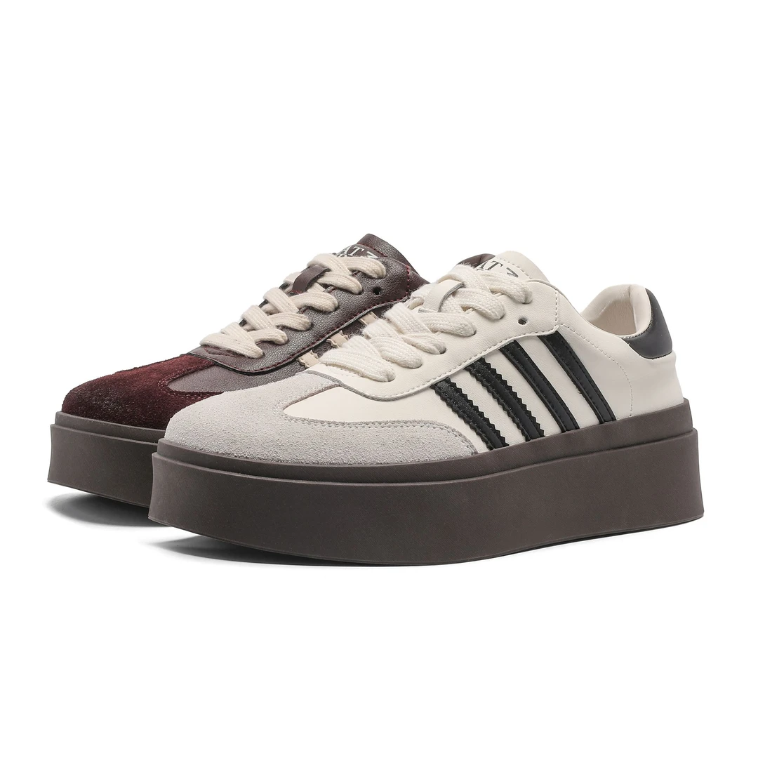 2024新款时尚复古厚底松糕系带运动休闲板鞋德训鞋I70