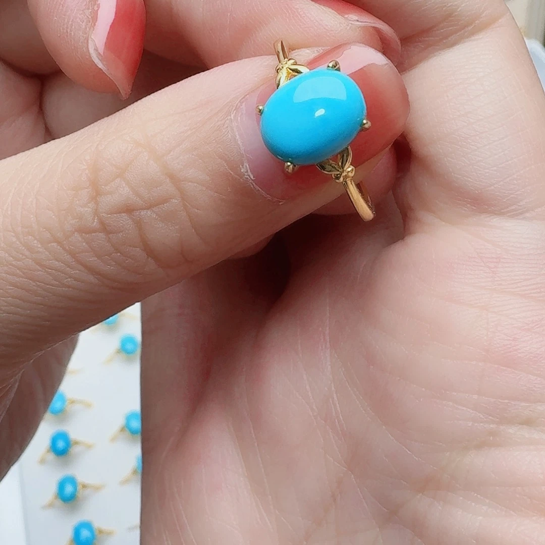 绿松石戒指银S925镶嵌戒指