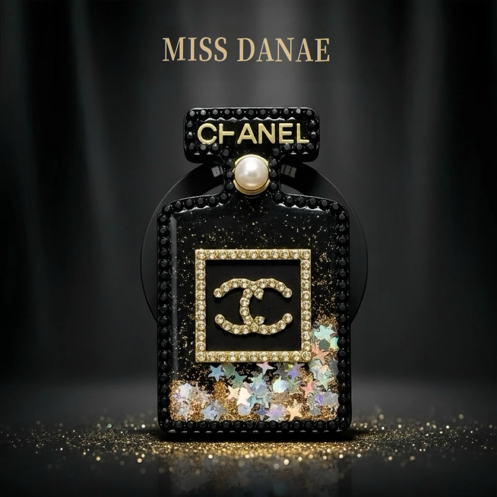 【黑色香水瓶-施华洛流沙磁吸支架】可直立适用于苹果/安卓/磁吸