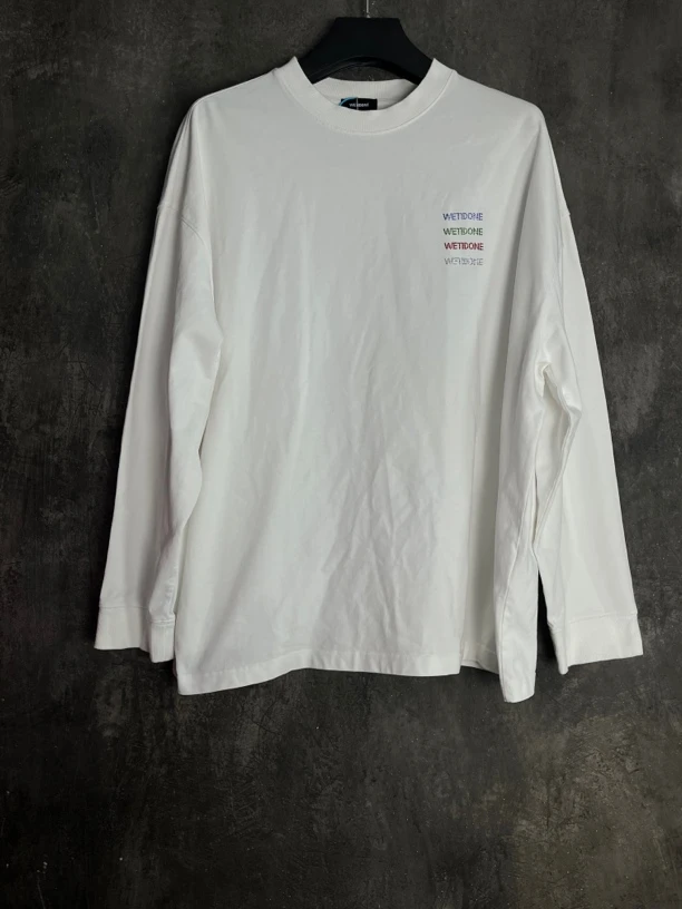 全新未使用 WE11 DONE M码*1/白色彩色水钻弹幕logo长袖T恤/02306