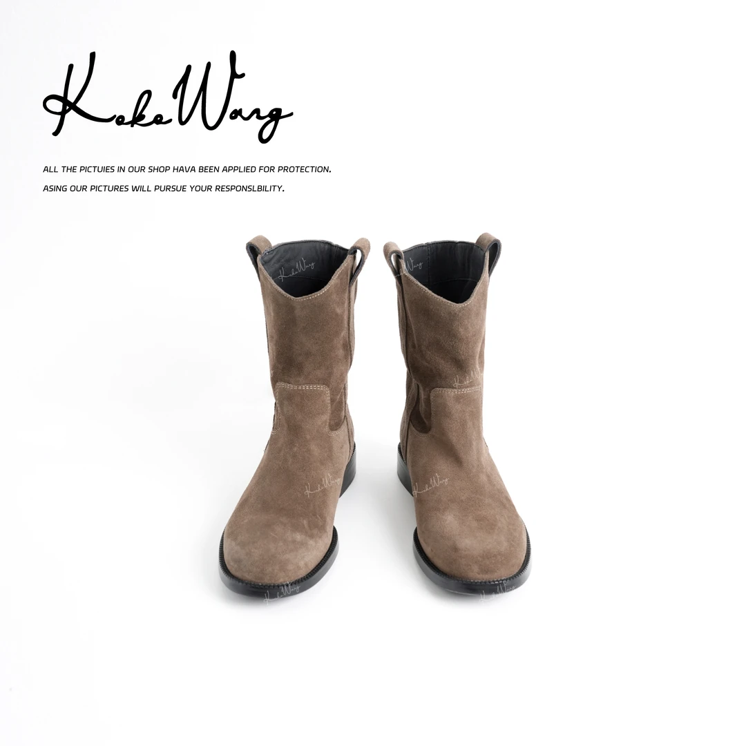KOKO WANG秋冬设计款绒面套筒显瘦慵懒高级百搭短靴X2475G23X26
