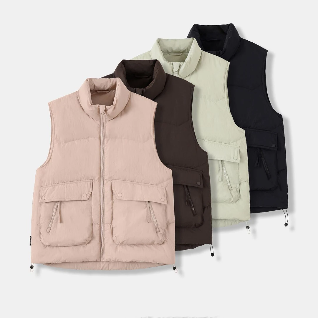 冬季美式工装无袖羽绒马甲男士秋冬立领户外休闲加厚保暖坎肩外套