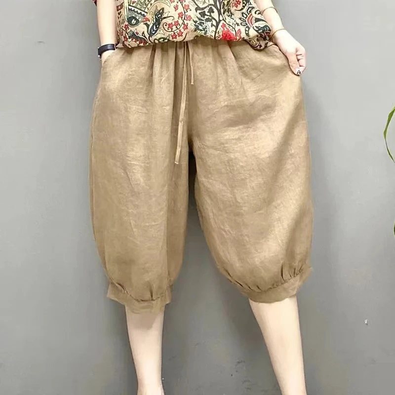 【现货+运费险】棉麻灯笼阔腿裤外穿夏季中裤宽松五分裤女TZ2302