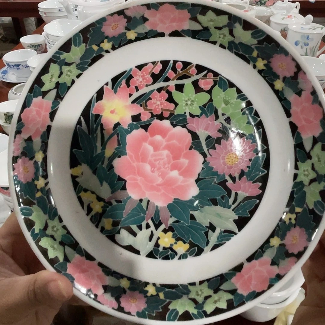 醴陵瓷直播供货基地手绘18厘米深盘