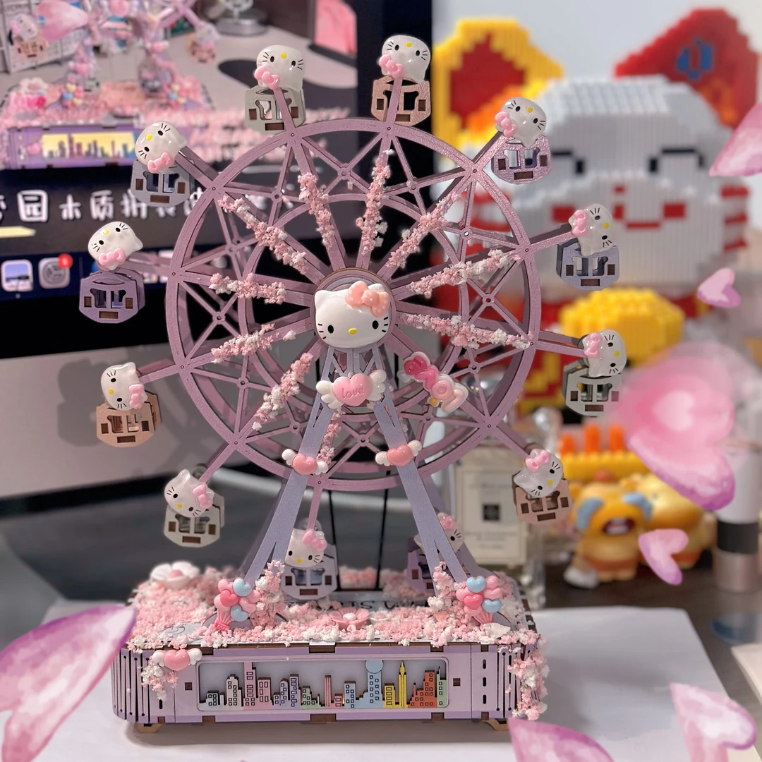【旗舰款】hello kitty八音盒摩天轮摆件浪漫DIY跨年礼物情人节三丽