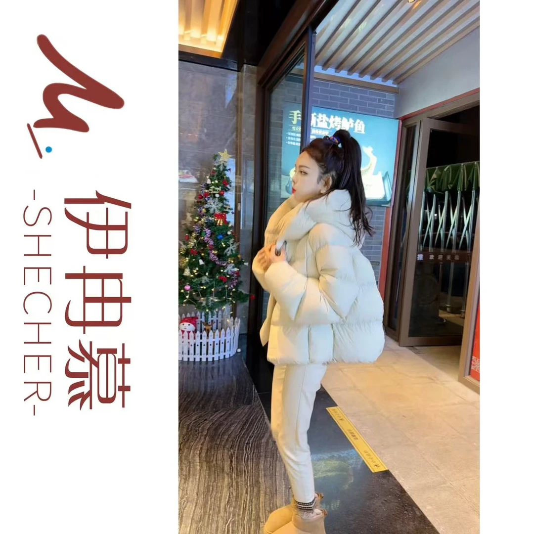 【伊冉慕】89025欧版24新连帽纯色通勤冬装宽松保暖羽绒服