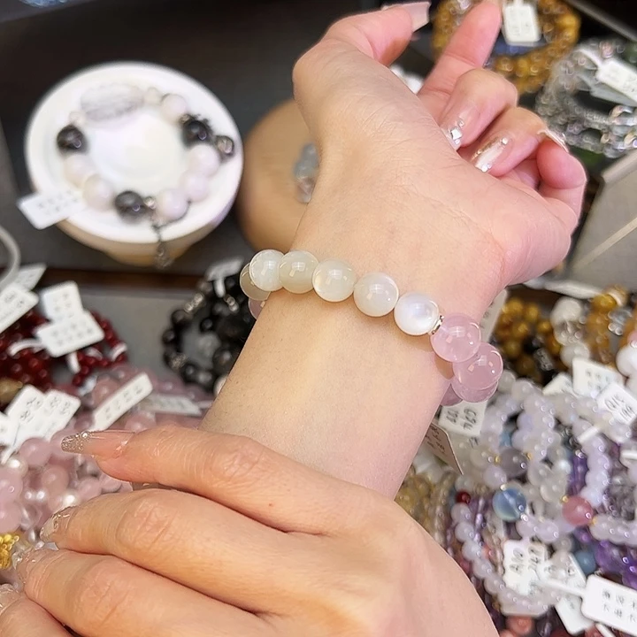 水晶手链银S925镶嵌白月Q7