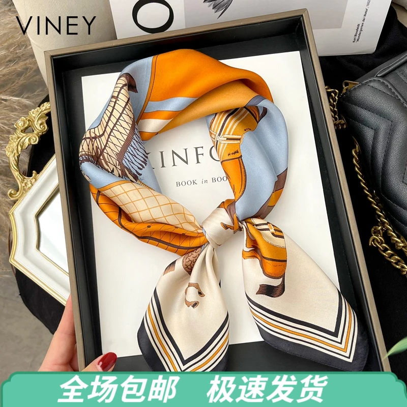 Viney真丝丝巾女气质桑蚕丝送妈妈丝绸方巾生日礼物送女友送老婆
