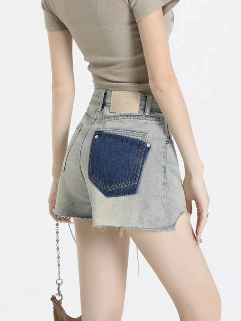 高腰牛仔短裤女款爆款2025新款夏季薄款显瘦小个子梨形身材三分裤