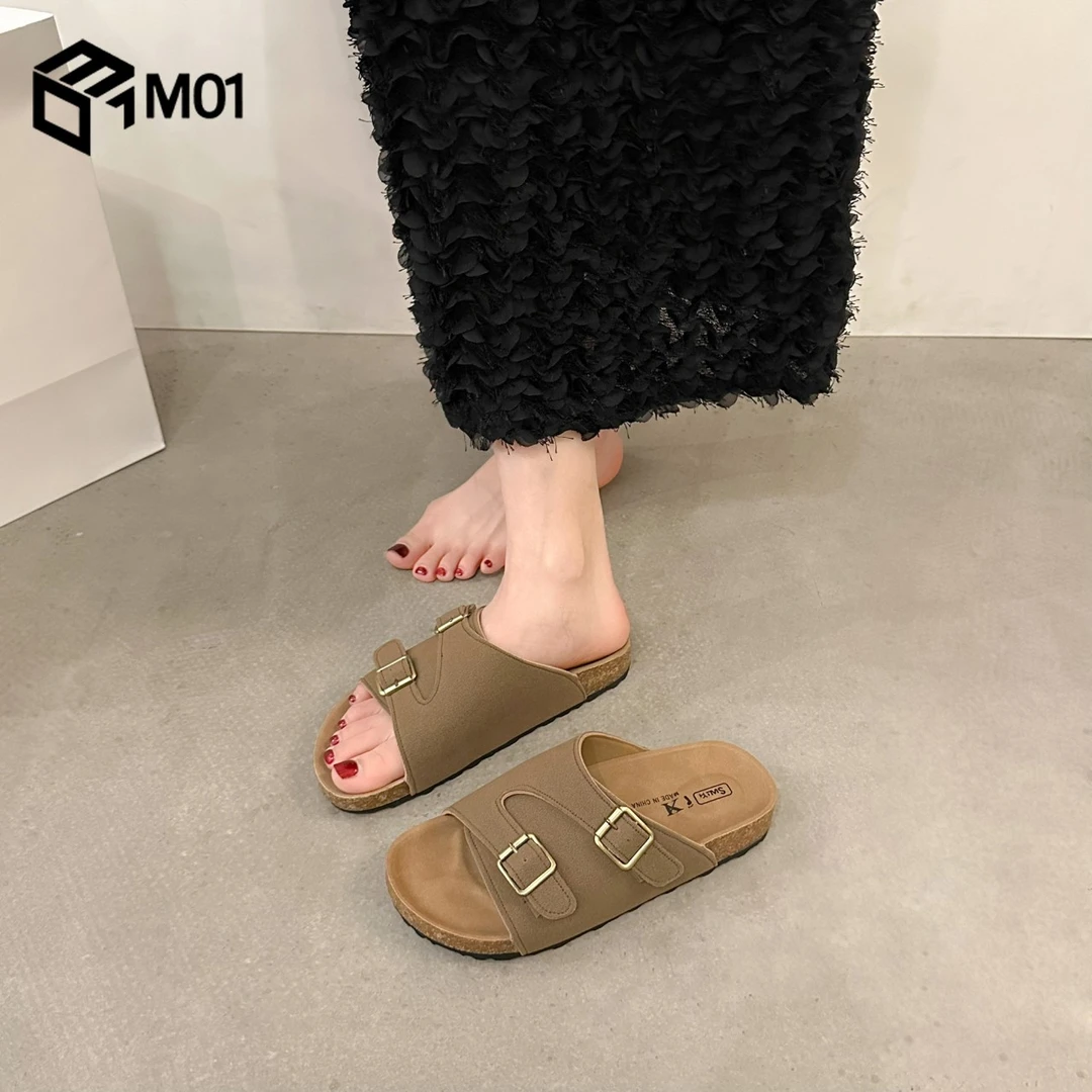 M01法式平底凉拖鞋女2025夏季外穿时尚高级感配裙子海边勃肯拖鞋