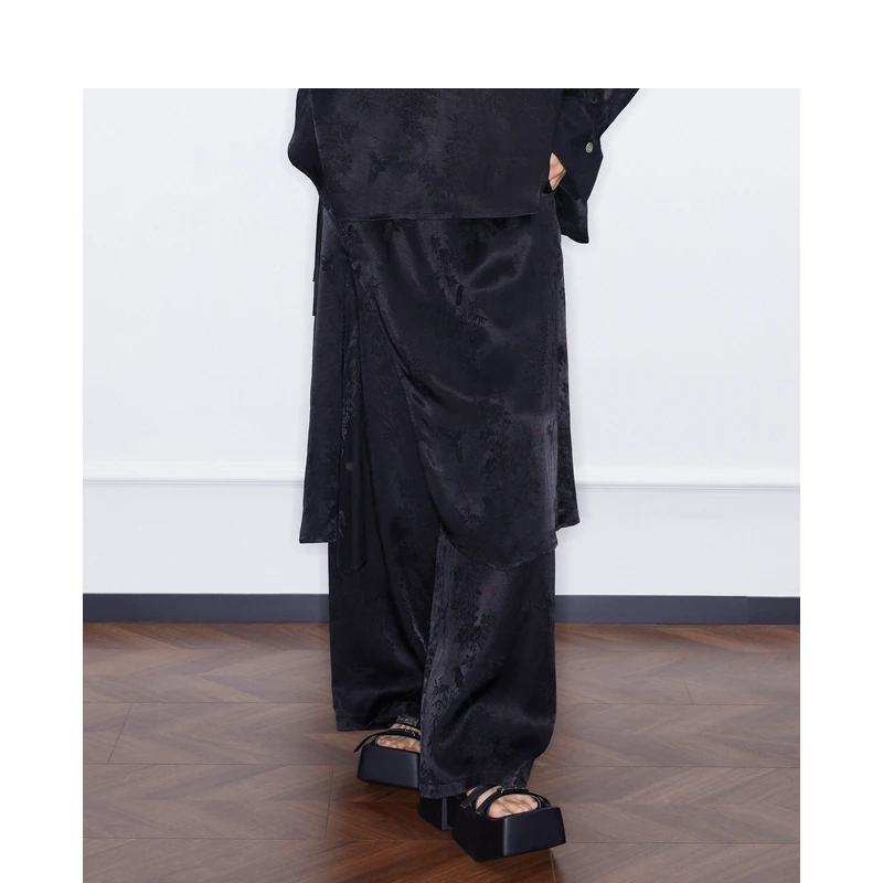 密扇2025春装新款春鸣序黑色裤装M25AC21009001