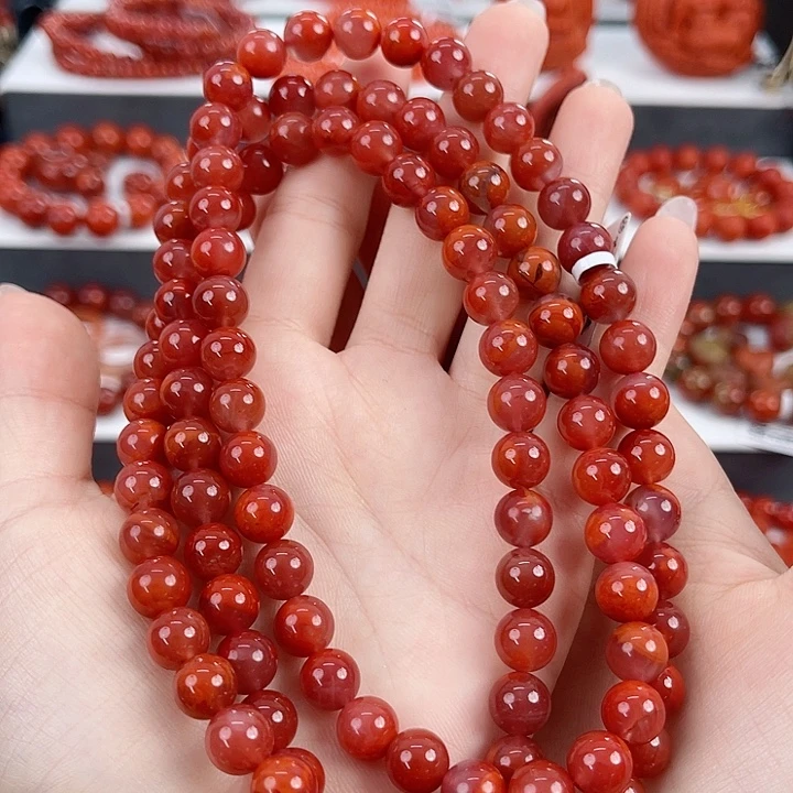 未镶嵌瓦西牛血红8mm多圈南红玛瑙