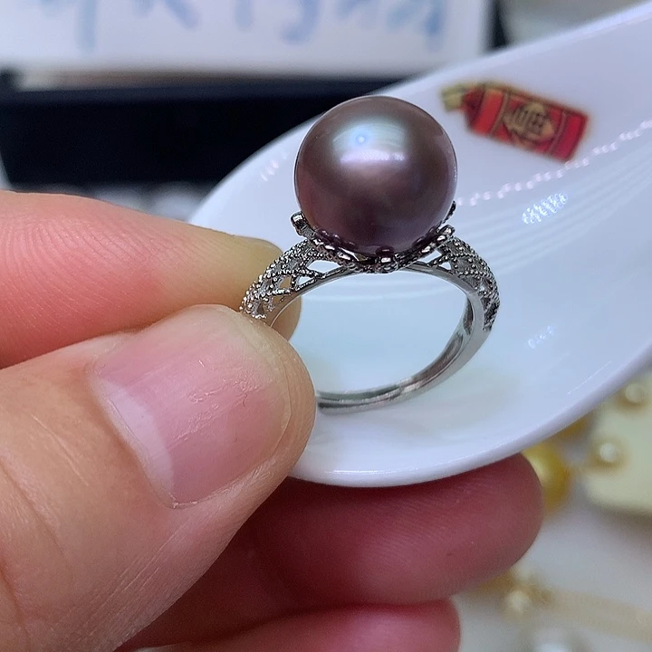 银S925镶嵌耳饰淡水珍珠