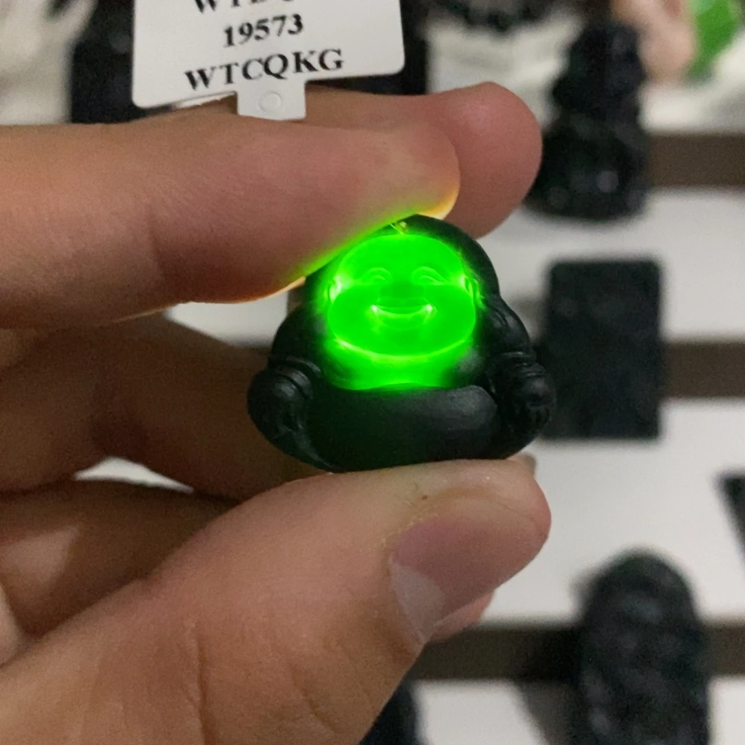 定制翡翠未镶嵌天然A货墨翠佛公