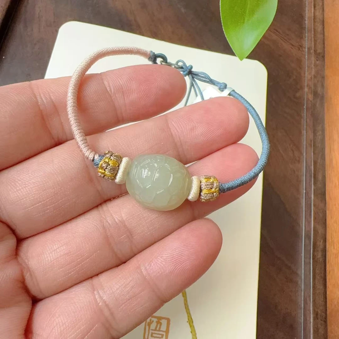 一物一拍/和田玉高品晴水微猫冰底富甲手绳