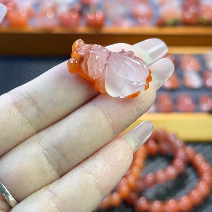 南红玛瑙未镶嵌珠宝半成品金鱼2