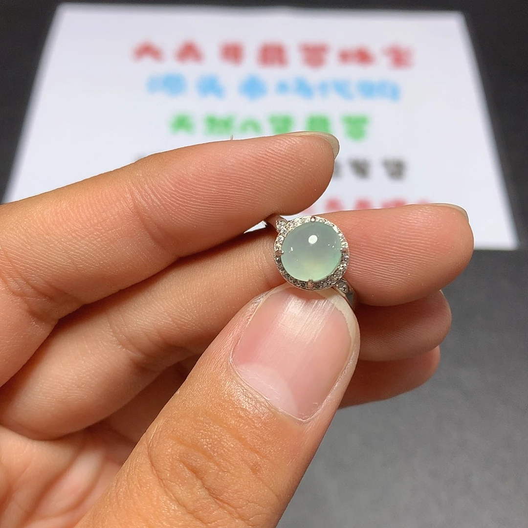 翡翠戒指银S925镶嵌84号