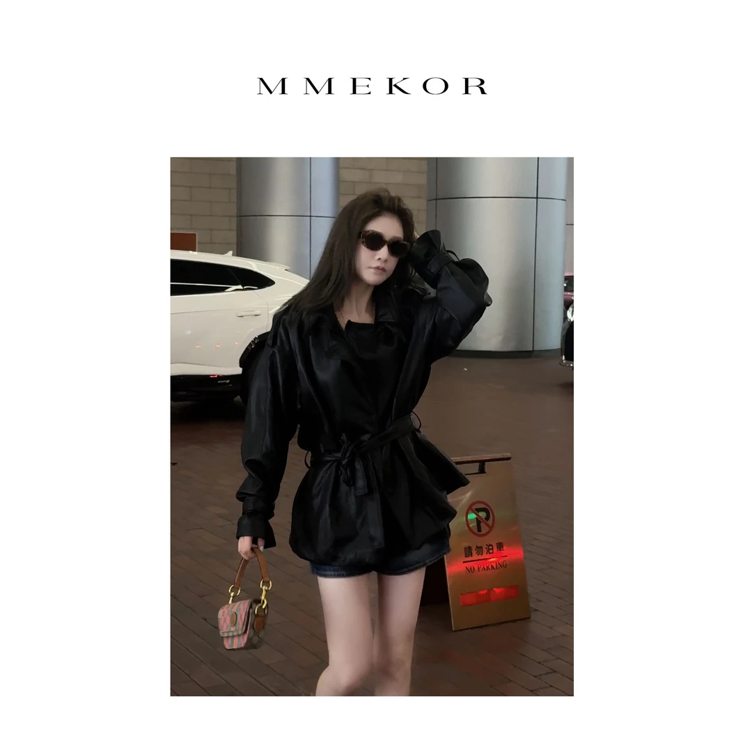 MMEKOR“扭扭皮衣”外套 2025新款秋款摩登街头时髦上衣 30189