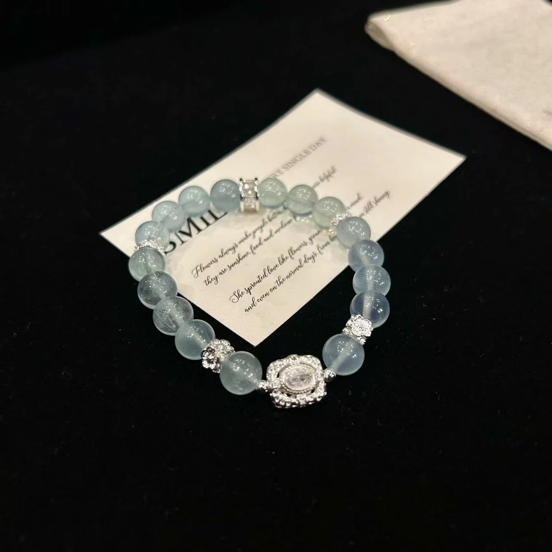 YIMI 天然水晶海蓝宝手链x1411（9毫米）