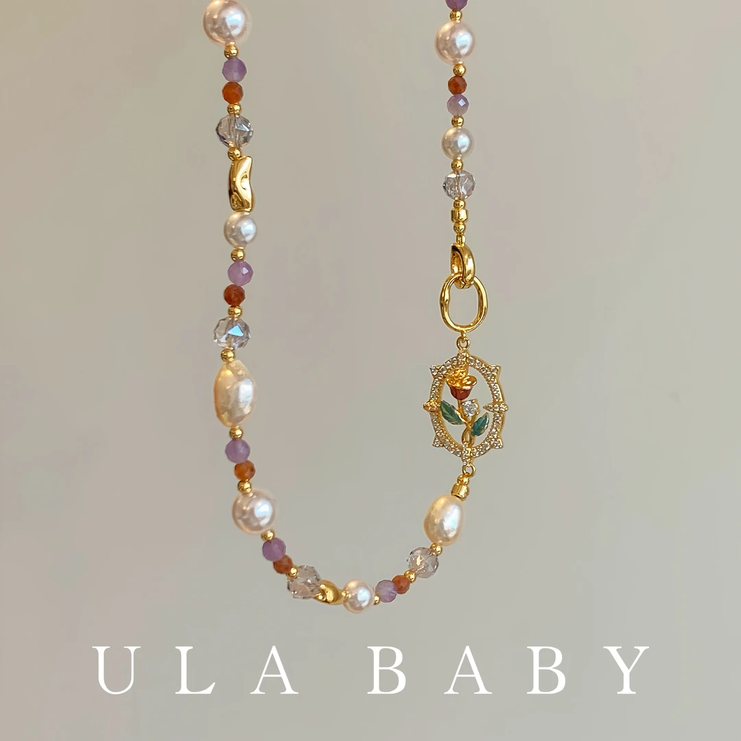 铜合金项链 【喜儿ula】10-28-1时尚法式优雅巴洛克串珠项链