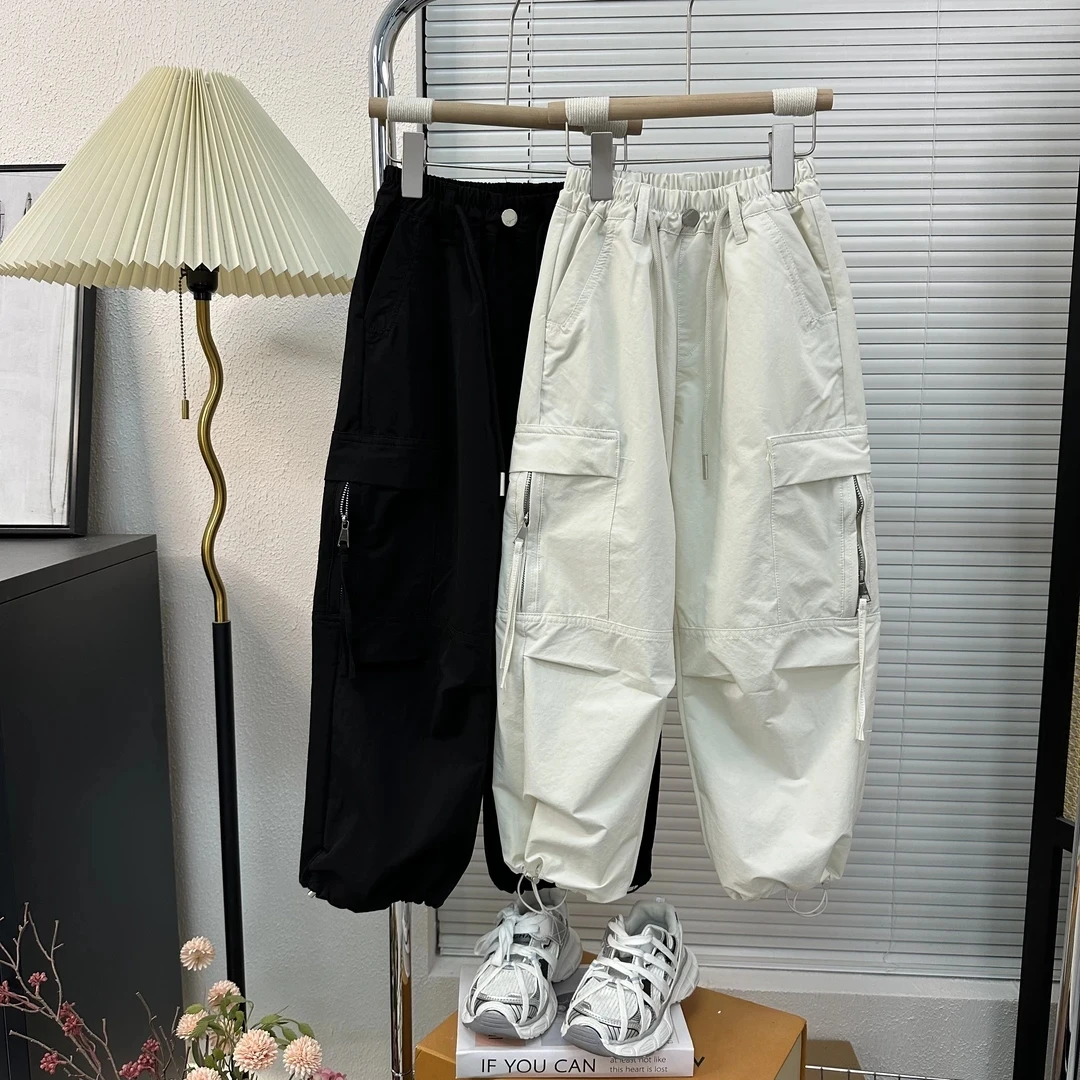 儿童纯棉春夏季棉布工装裤2025新款休闲裤洋气中大童小女孩韩版