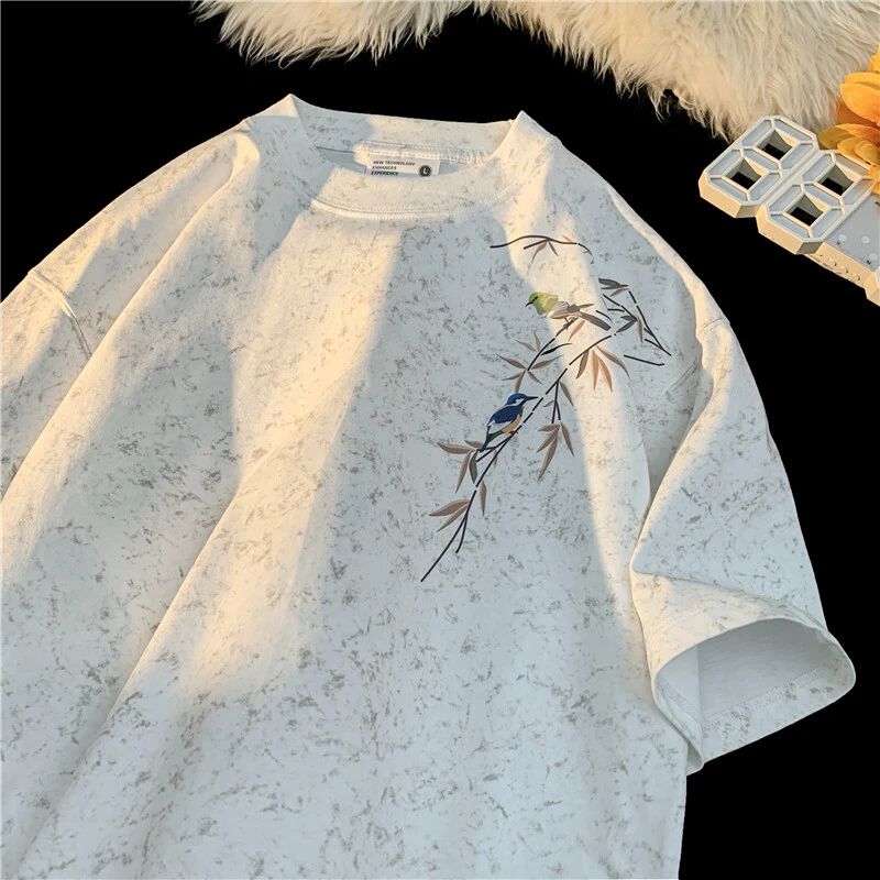 扎染脏脏短袖T恤男夏美式潮流痞帅宽松体恤美式复古百搭圆领半袖