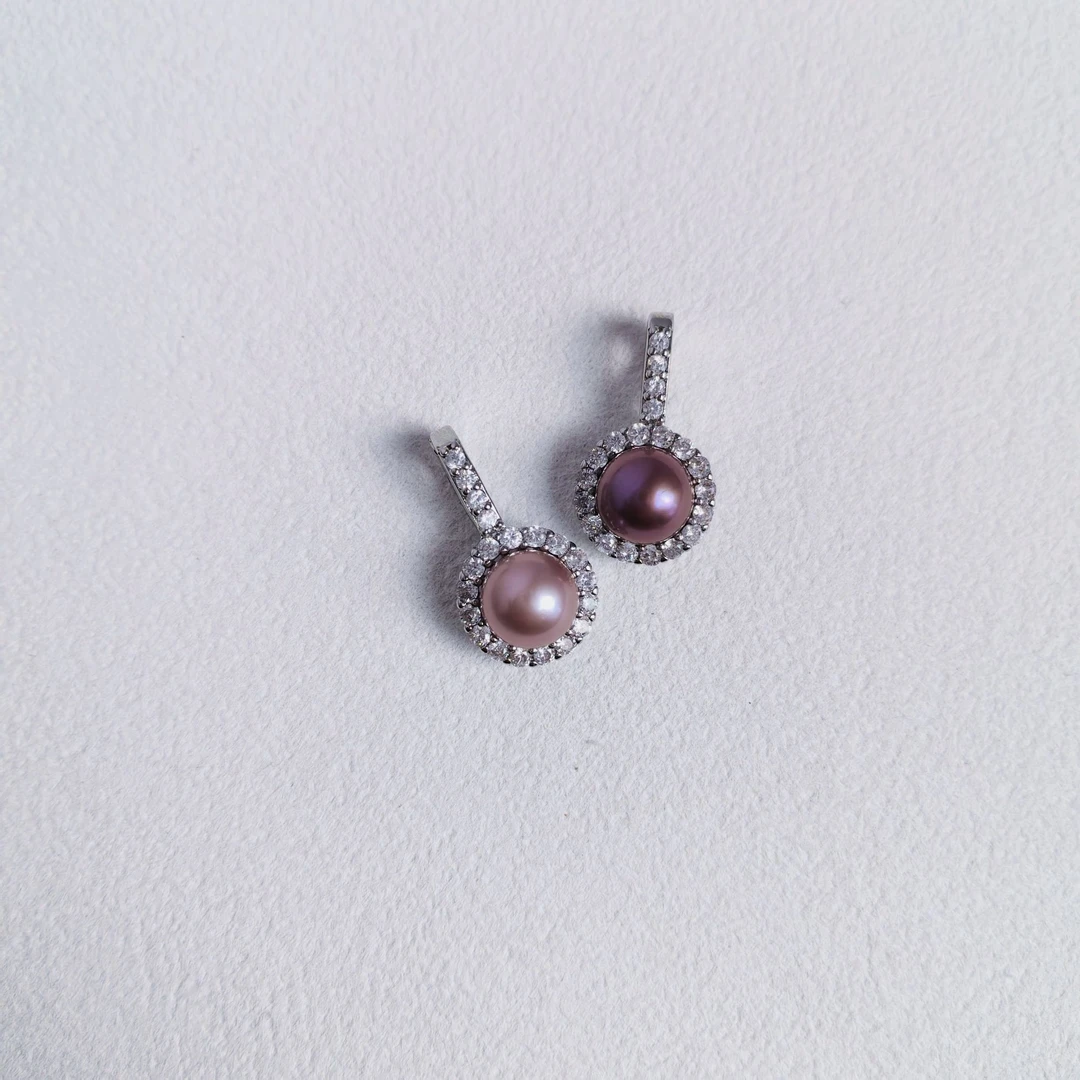 【直播】淡水珍珠爱迪生8-9mm太阳花万能扣吊坠紫