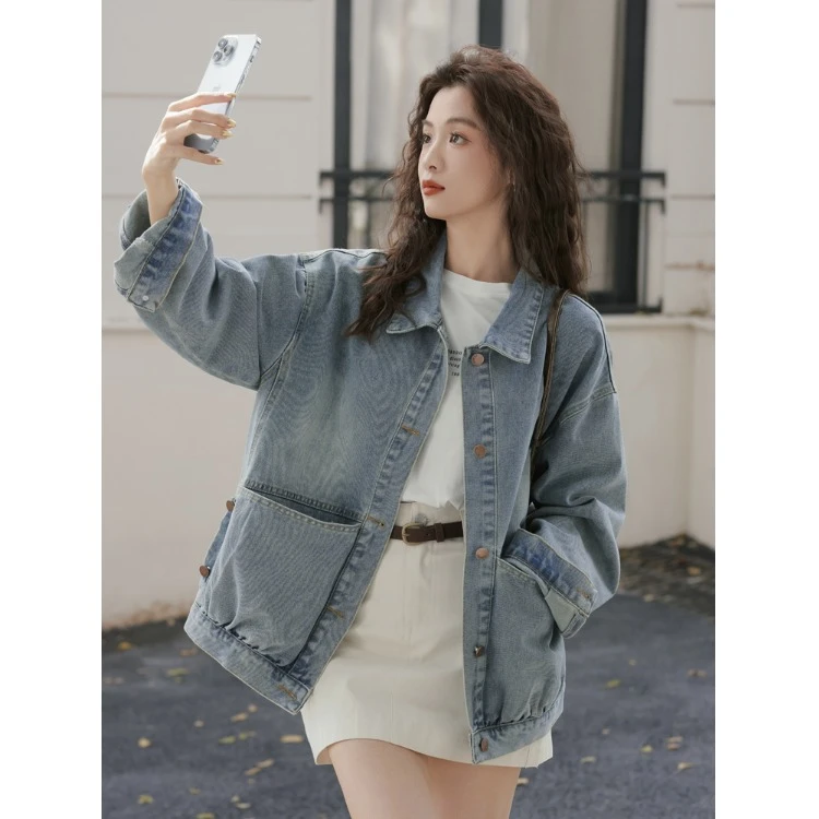 韩版气质宽松休闲牛仔外套女2025春季新款设计感洋气减龄夹克上衣