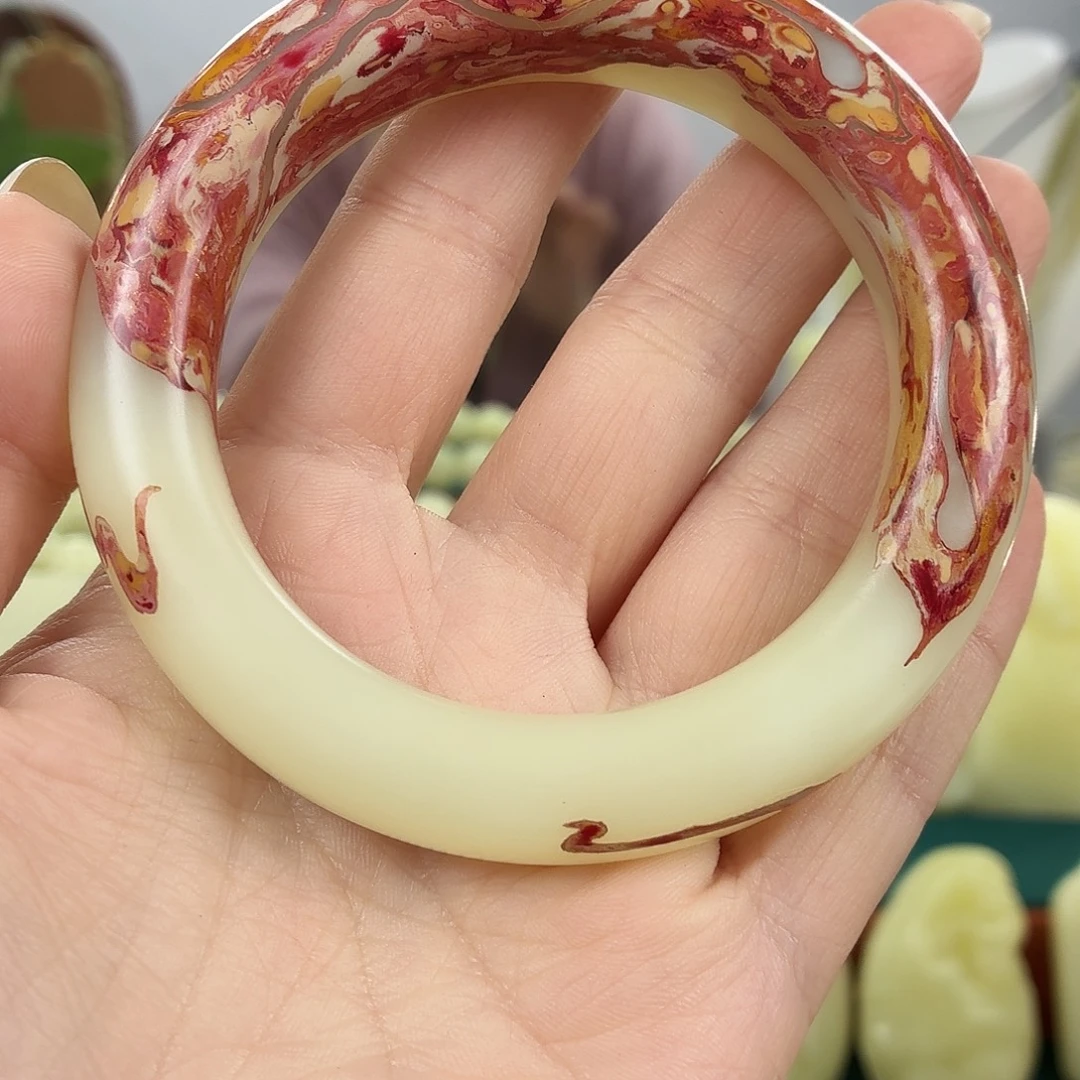 和田玉（黄玉）未镶嵌手镯大漆手镯卡58